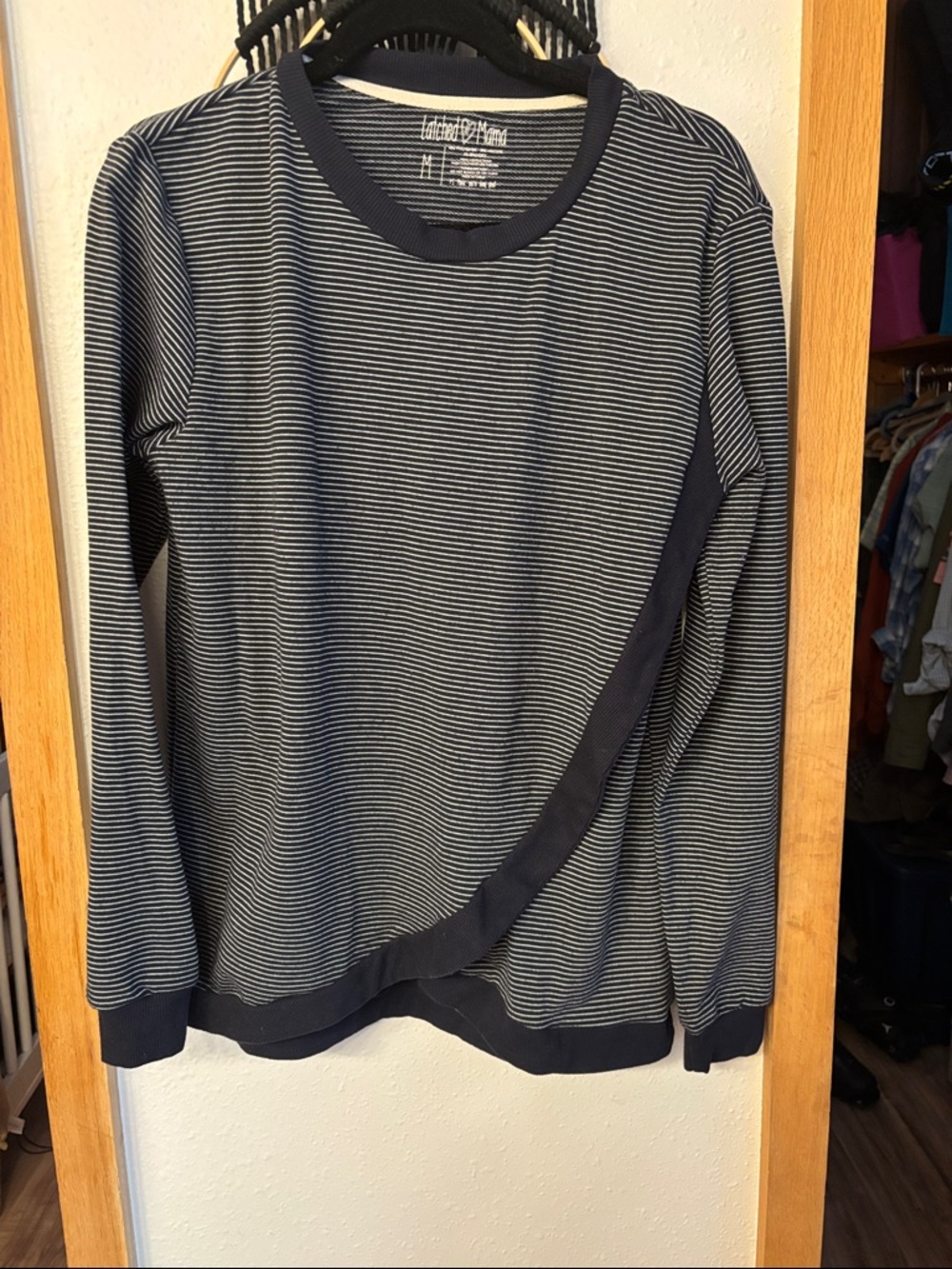 Latched Mama Navy and White Striped Tulip Long Sleeve Tee
